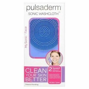 Pulsaderm 2-Speed Waterproof Antimicrobial Sonic Silicone Washcloth Blue NIB